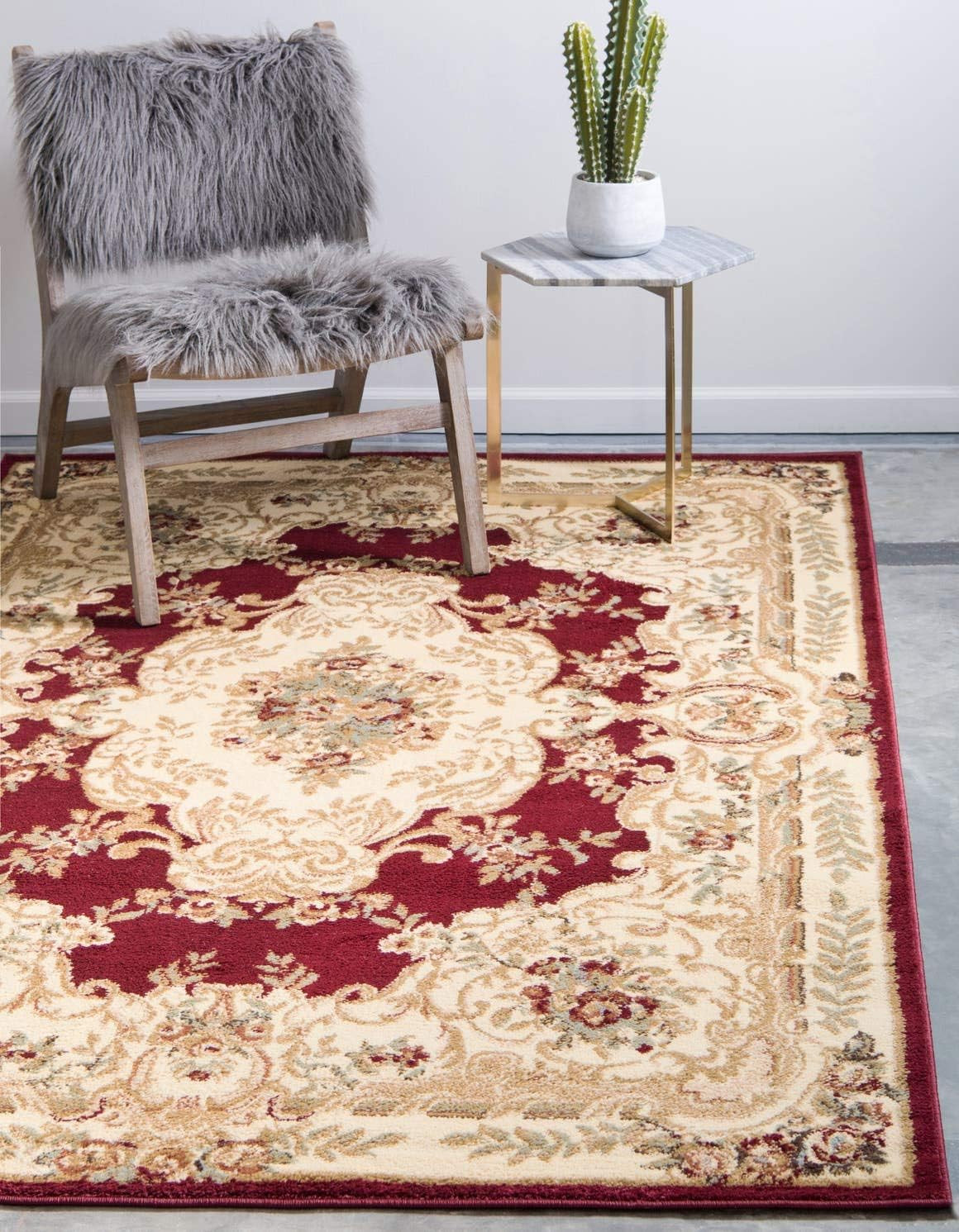 Unique Loom Versailles Collection Area Rug - Charles (7' 1" x 10' Rectangle Red/Cream) | Amazon (US)