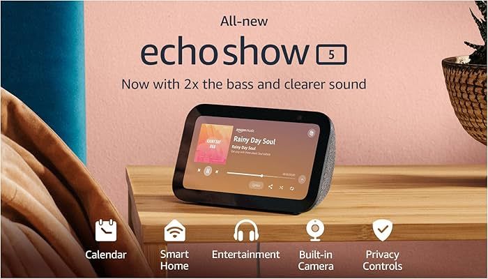All-new Echo Show 5 (3rd Gen, 2023 release) | Smart display and alarm clock with clearer sound | ... | Amazon (US)