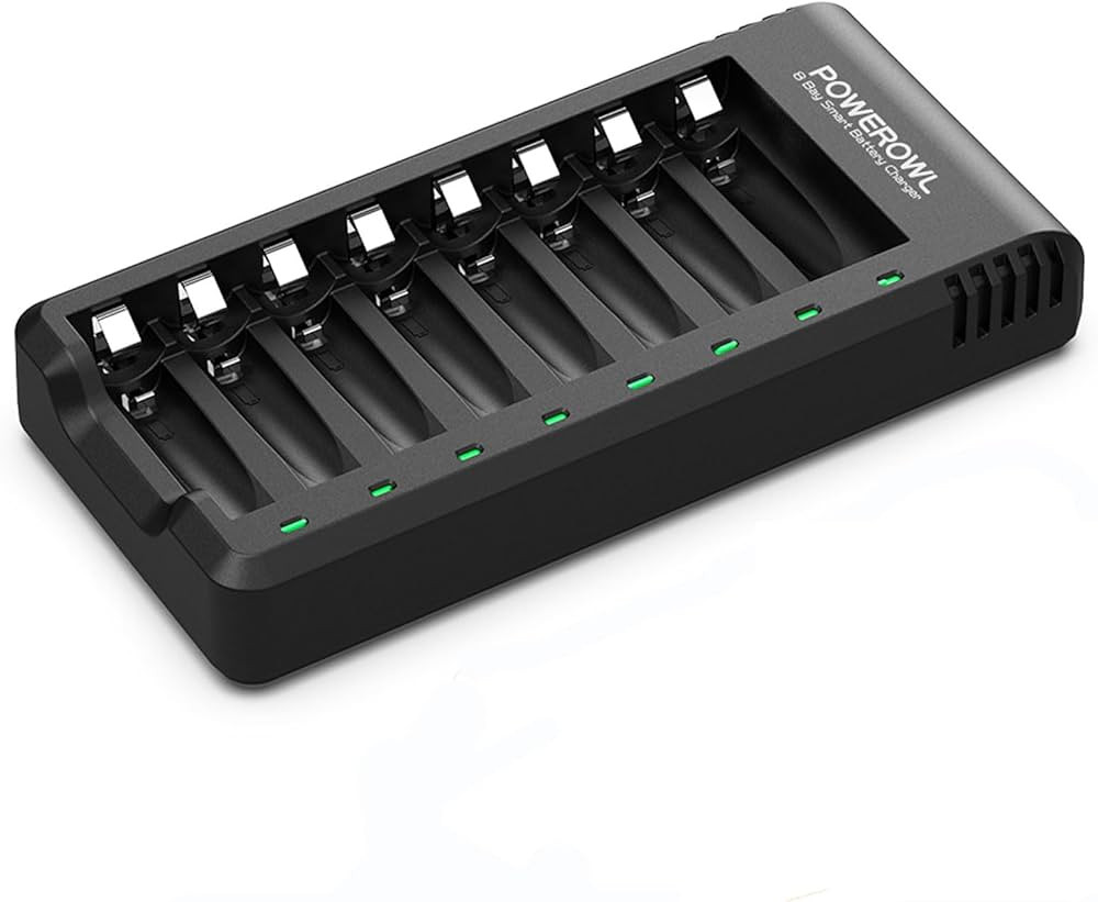 POWEROWL 8 Bay AA AAA Battery Charger, USB High-Speed Charging, Independent Slot, for Ni-MH Ni-CD... | Amazon (US)