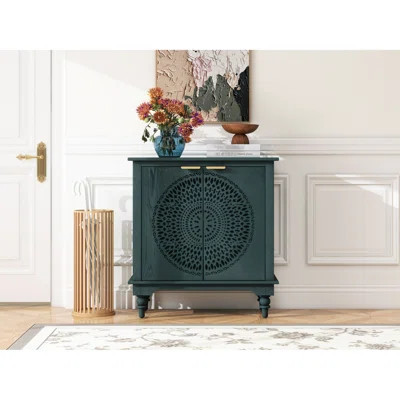 2 Door Sideboard Buffet Cabinet With Hollow- Pattern, Accent Storage For Living Room Bedroom Entryway. Adjustable Shelf. Blackish American. . Golden H | Wayfair North America