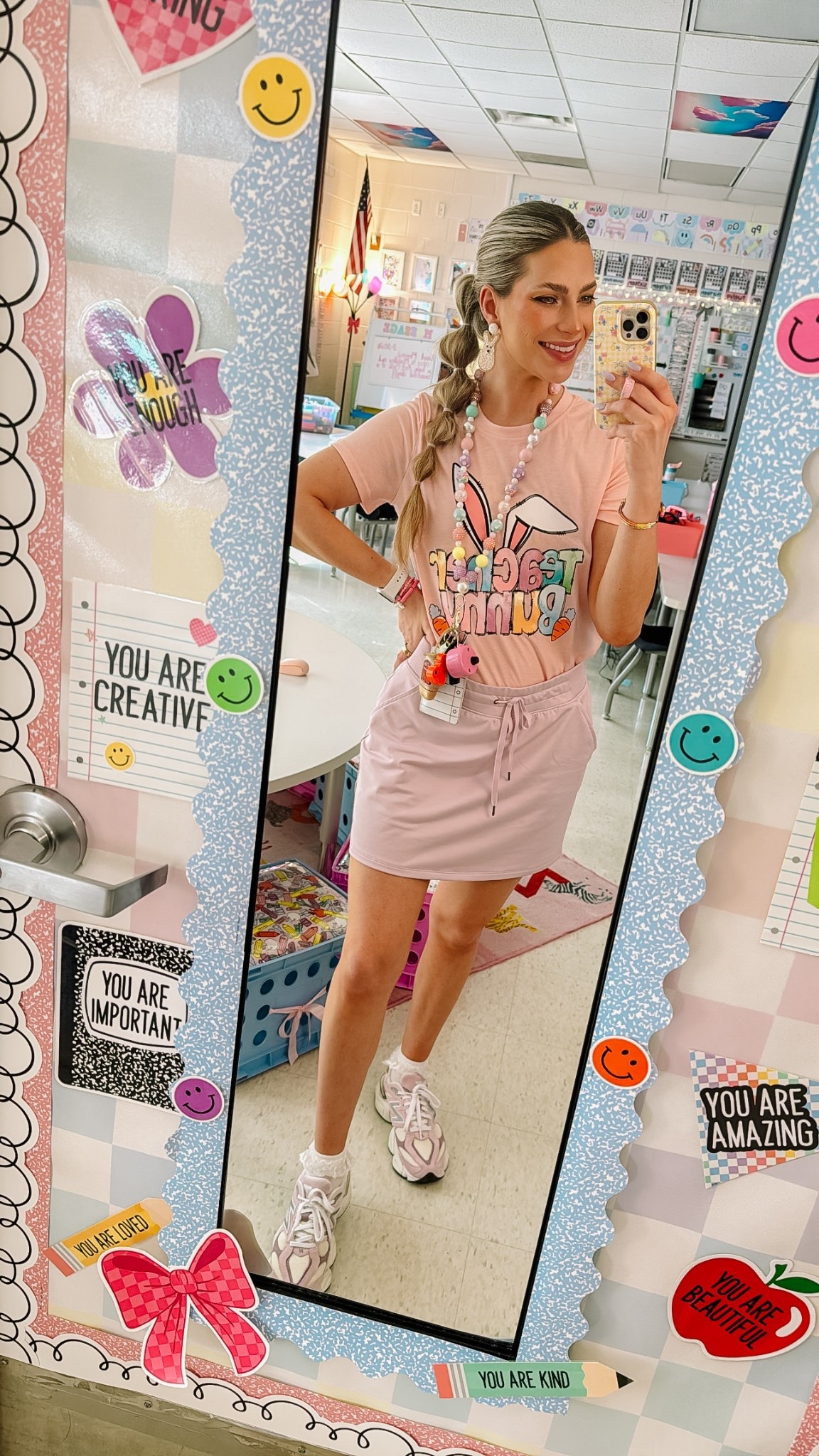 Teacher Bunny outfit 🐰🎀 I’m wearing a medium in the tshirt! 