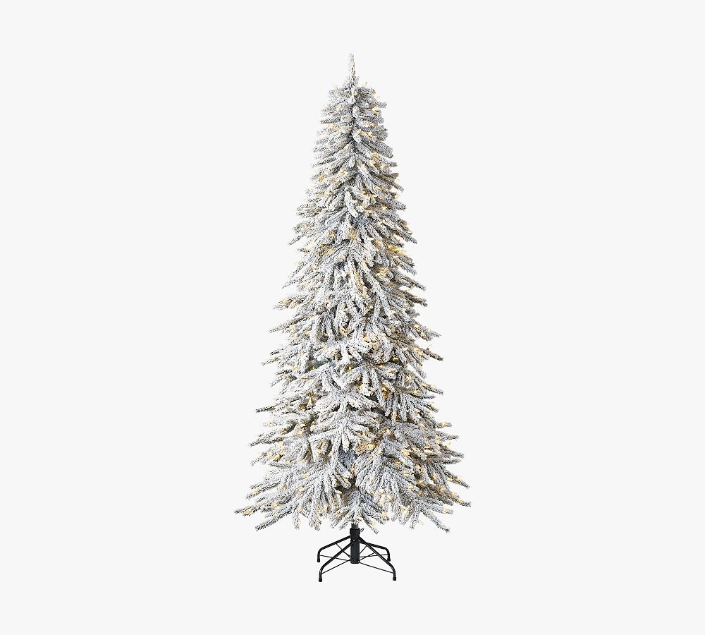 Lit Flocked Snow Pine Faux Christmas Tree | Pottery Barn (US)