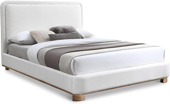 Meridian Furniture Nolita Cream Linen Textured Fabric King Bed | Amazon (US)