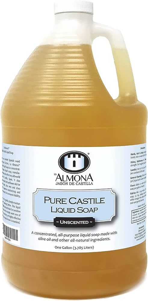 Pure Castile Liquid Soap, UNSCENTED, 1 Gallon - Multipurpose: Hands, Face, Body, Laundry, Dishes ... | Amazon (US)