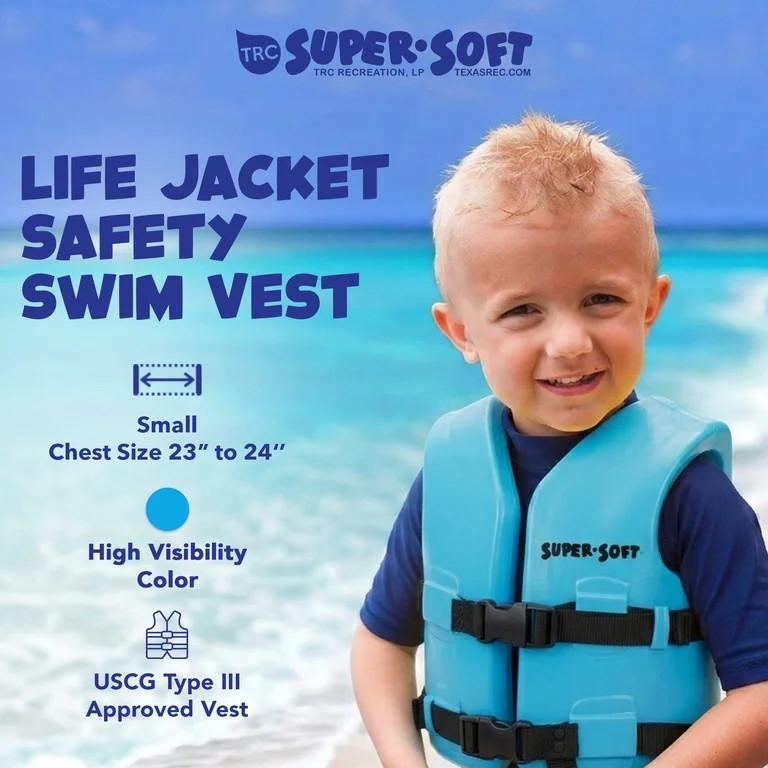 TRC Recreation Super Soft USCG Kids Small Foam Swim Vest Life Jacket, Blue | Walmart (US)