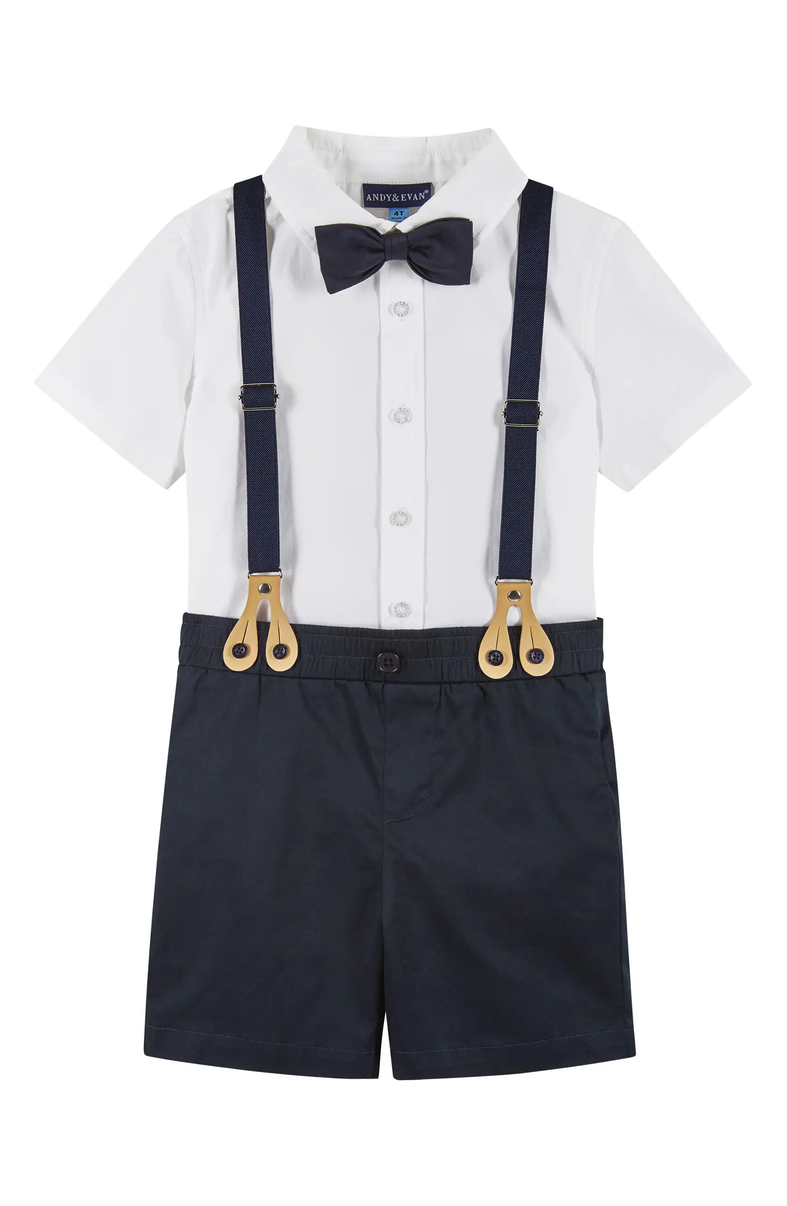 Button-Up Shirt, Suspenders, Shorts & Bow Tie Set | Nordstrom