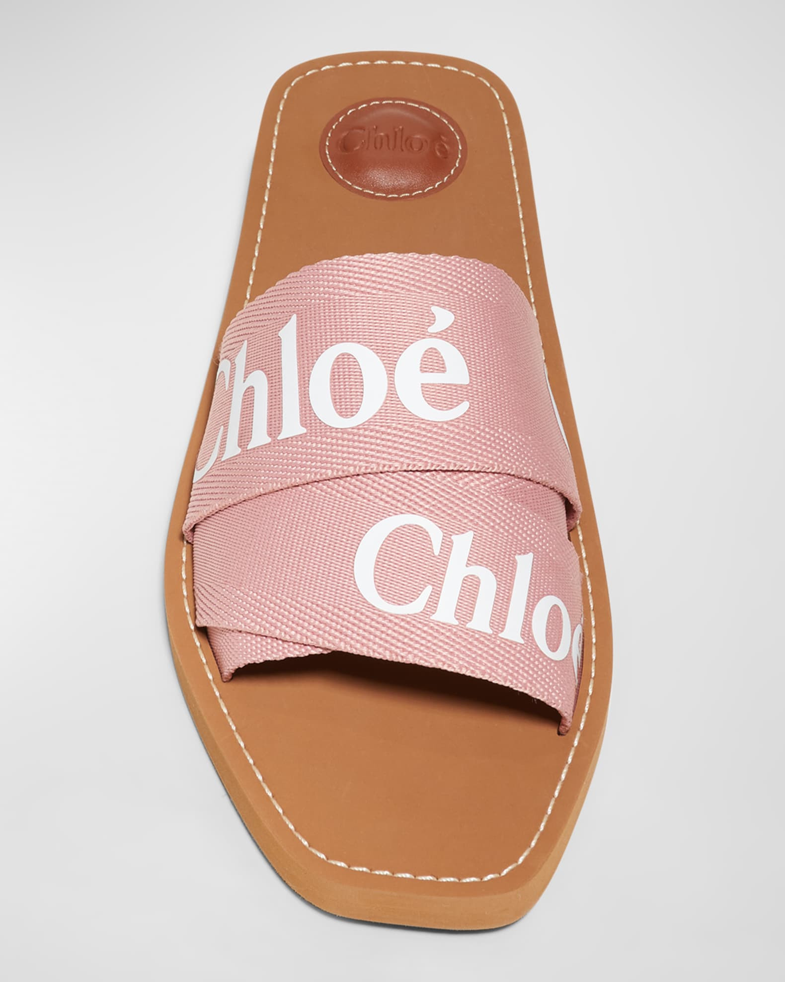 Woody Flat Logo Ribbon Slide Sandals | Neiman Marcus