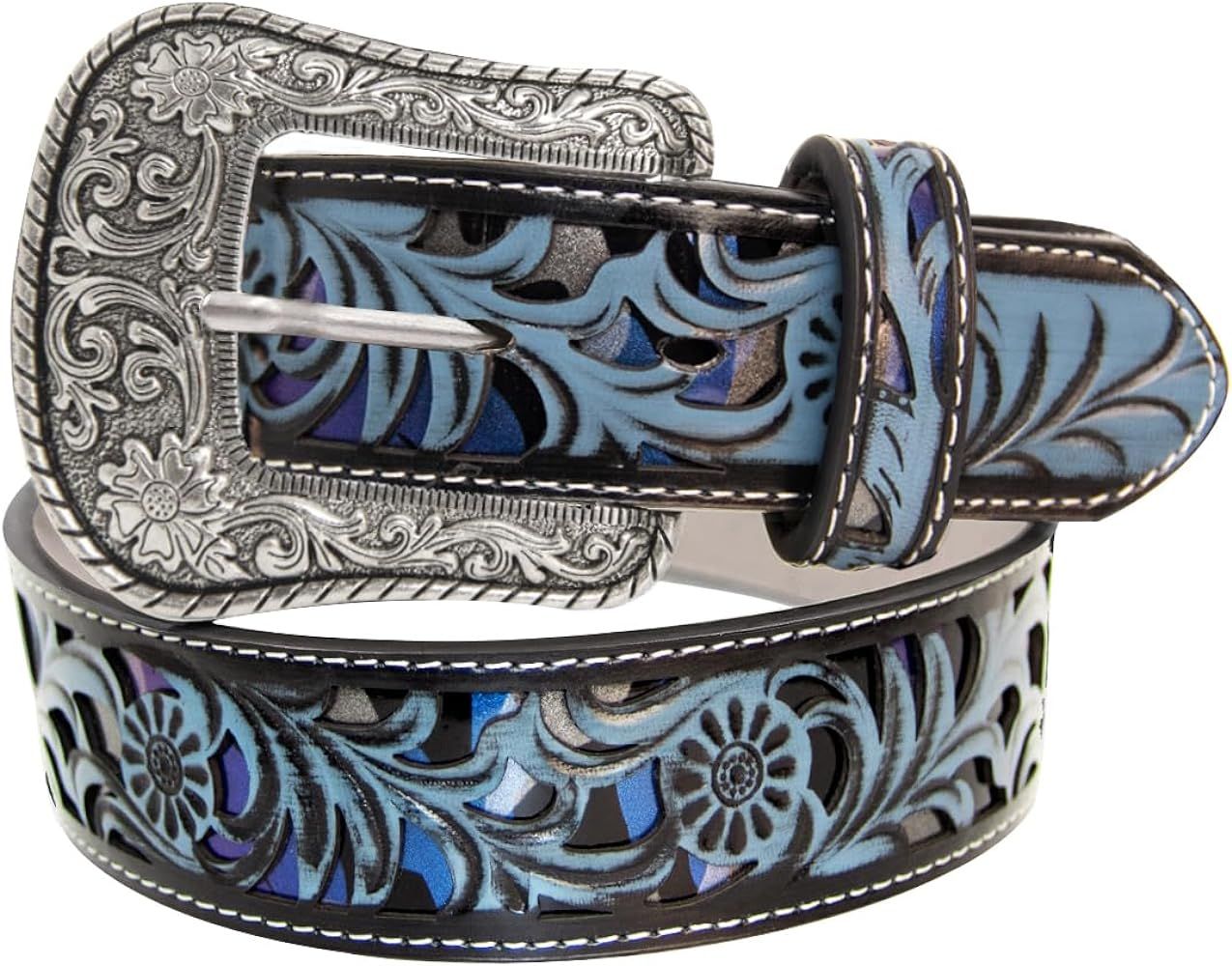 TOPACC Western Belts for Women Cowgirl Concho Buckle Brown Embossed Country Belt Jeans Pants Dres... | Amazon (US)