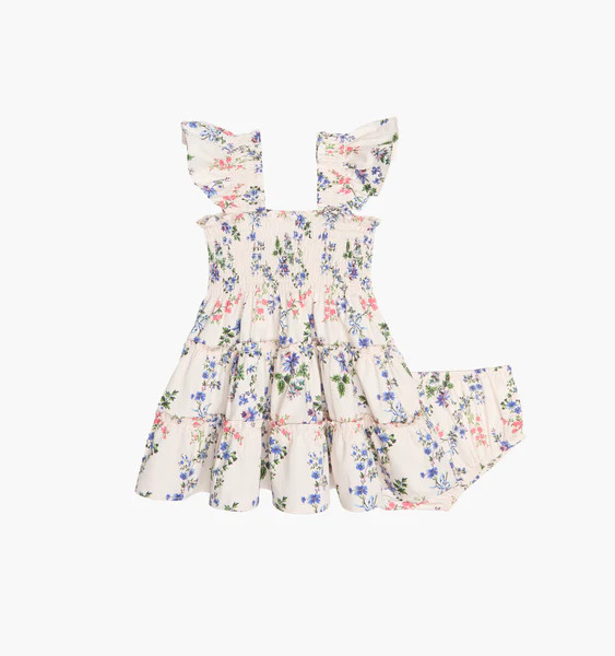 The Baby Ellie Nap Dress - Pink Scallop Bow Chintz | Hill House Home US