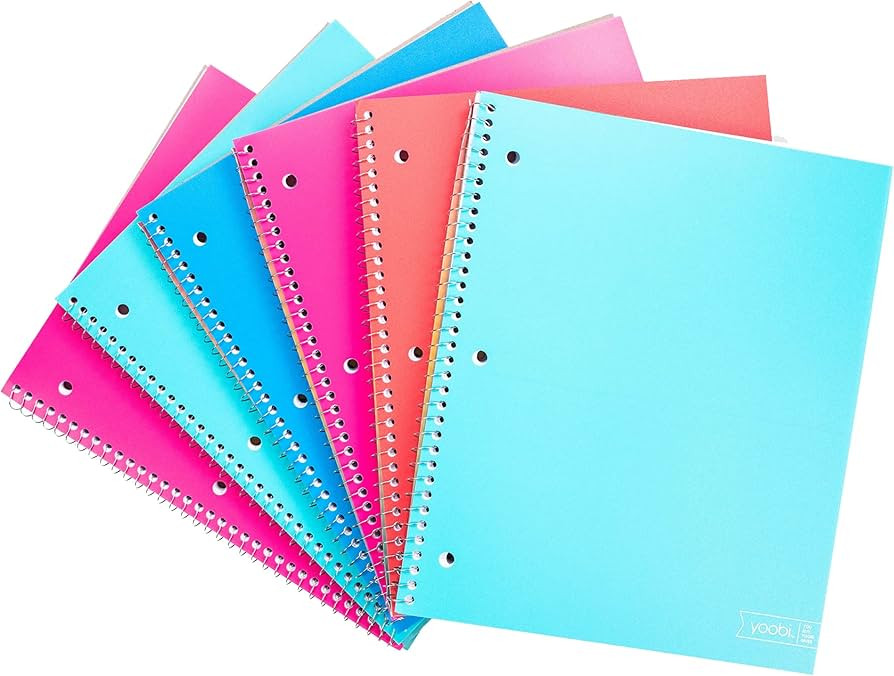 Yoobi College Ruled 8 x 10.5” Spiral Notebook Set – Bulk 6-Pack of 1 Subject Notebooks, Varie... | Amazon (US)