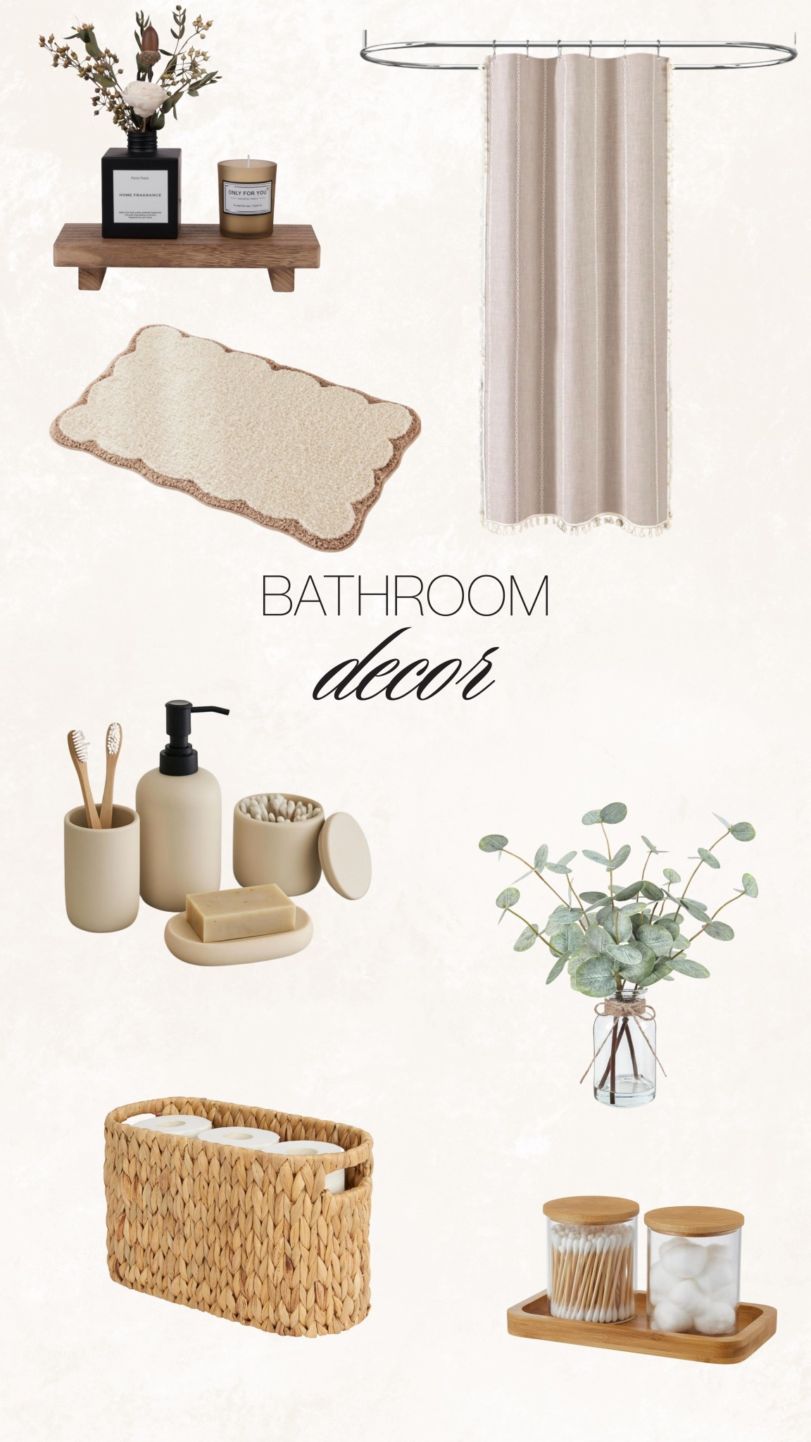 Neutral bathroom decor from Amazon. Cute storage options, bath mat, soap dispensers, & shower curtains  

#LTKHome