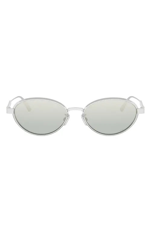 'DIORCANNAGE R1U Oval Sunglasses in Shiny Palladium /Blue Mirror at Nordstrom | Nordstrom