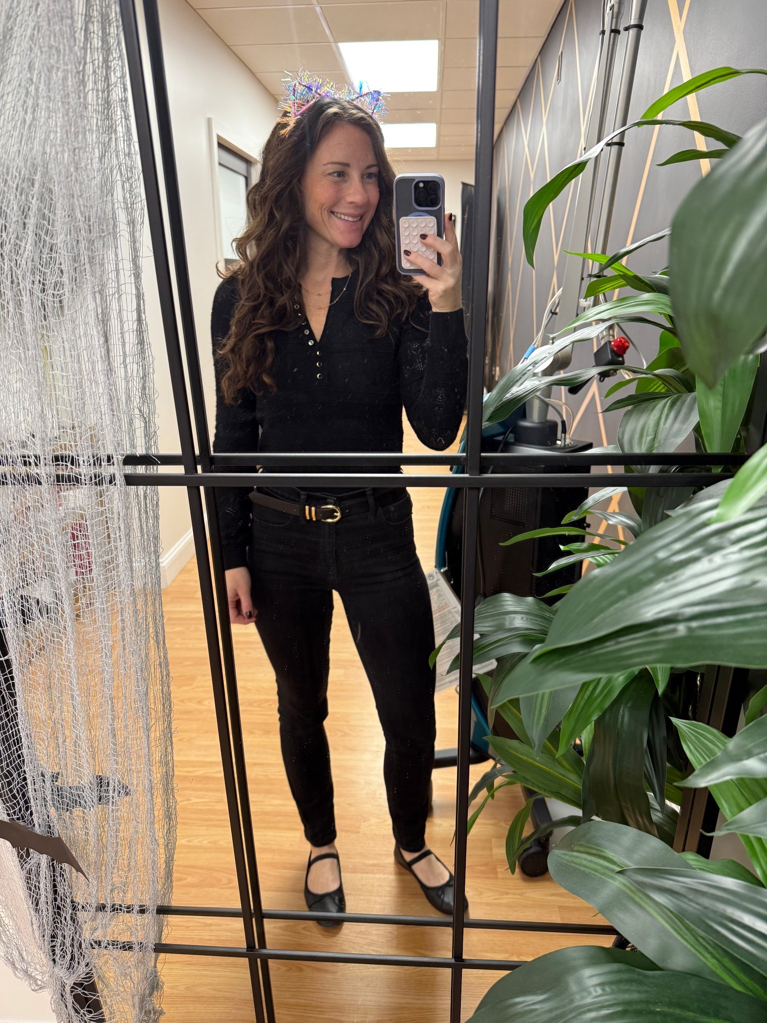 Friday Office OOTD - Black Sezane Sweater, Black skinny jeans, black flats - Halloween cat ears 

#LTKPetite #LTKWorkwear