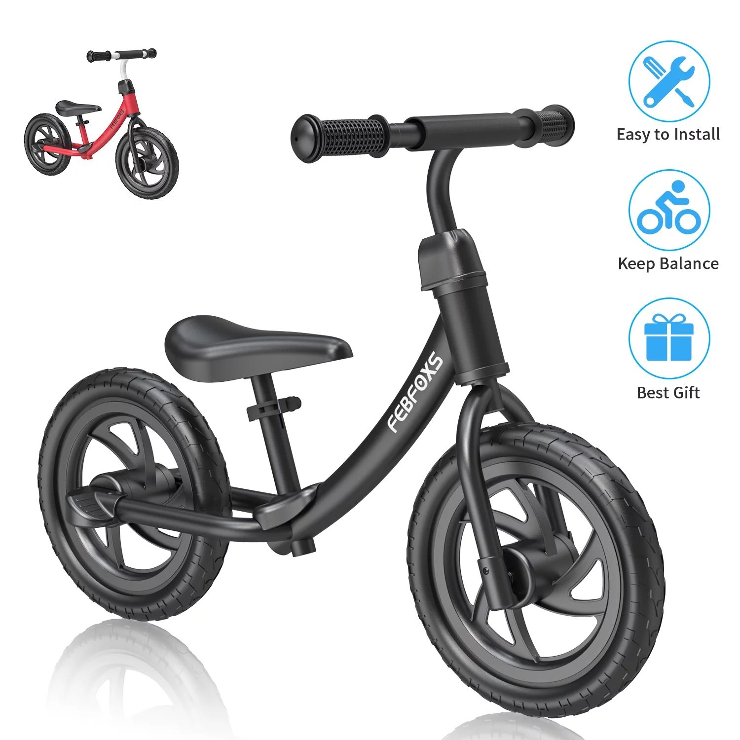 FEBFOXS Toddler Balance Bike, No Pedal Balance Bicycle with Adjustable Seat Height, Toddler Bicyc... | Walmart (US)