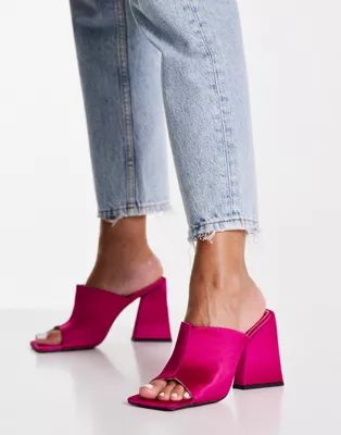 ASOS DESIGN Nyla heeled mules in pink | ASOS (Global)
