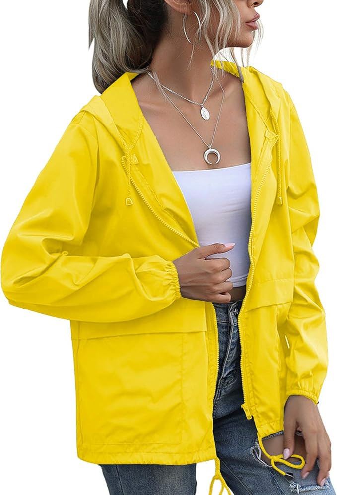 PESION Women's Waterproof Raincoat Lightweight Rain Jacket Hooded Windbreaker with Pocket for Out... | Amazon (US)