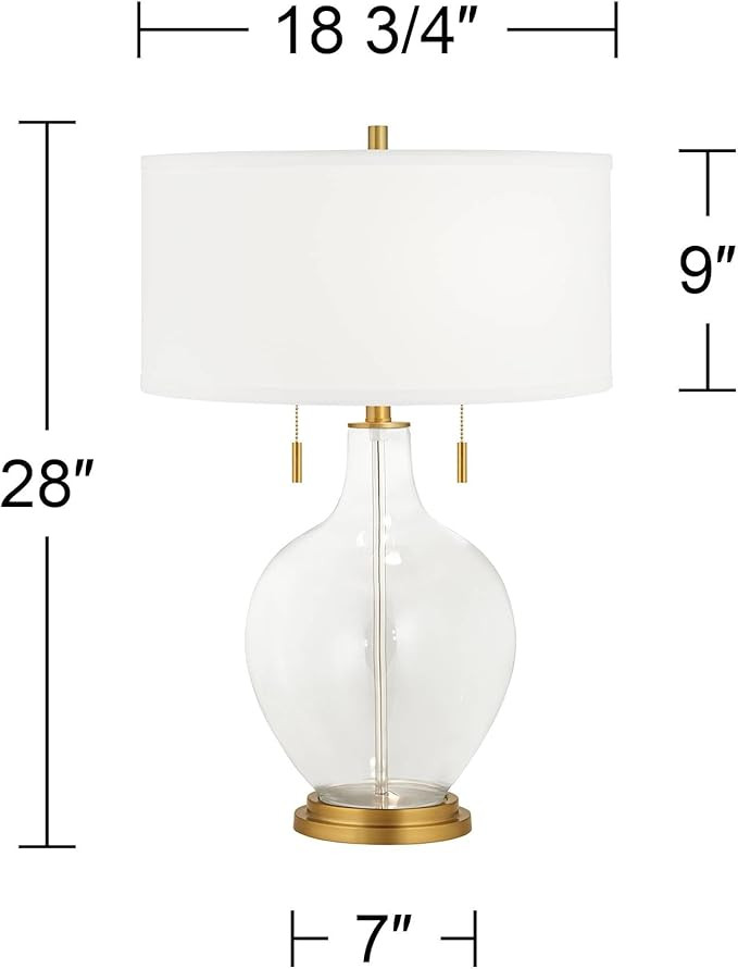 Color + Plus Toby 28" Tall Modern Glass Table Lamp Pull Chain Winter White Gold Brass Finish Sing... | Amazon (US)