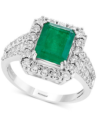 EFFY® Emerald (2-1/6 ct. t.w.) & Diamond (1/2 ct. t.w.) Ring in 14k White Gold & 14k Yellow Gold | Macy's