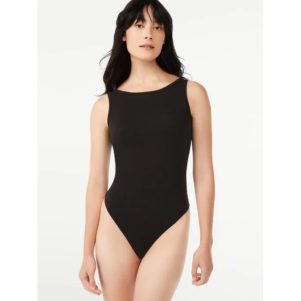 Free Assembly Women's Open Neck Tank Bodysuit - Walmart.com | Walmart (US)