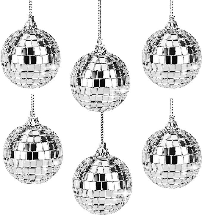 Mirror Disco Balls Set - Mini Disco Party Decoration Hanging Mirror Ball Silver Disco Balls Ornam... | Amazon (US)