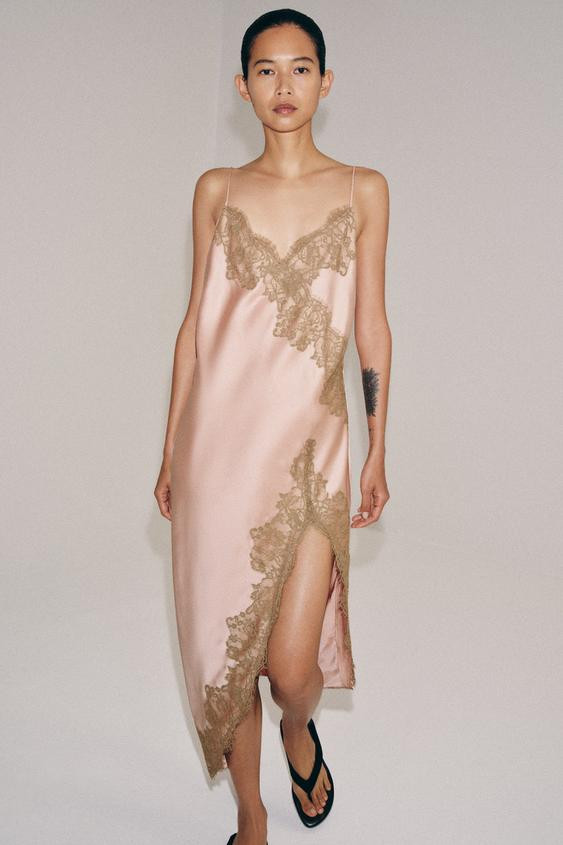 ZW COLLECTION SATIN LACE DRESS | Zara UK