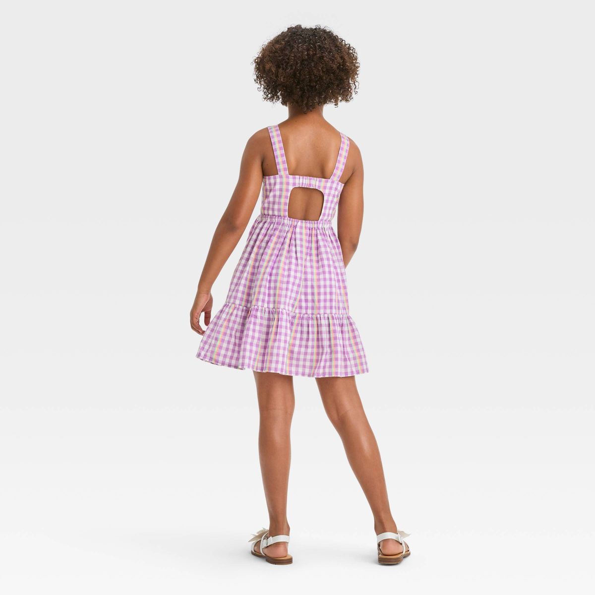 Girls' Sleeveless Embroidered Gingham Woven Dress - Cat & Jack™ Lavender S | Target
