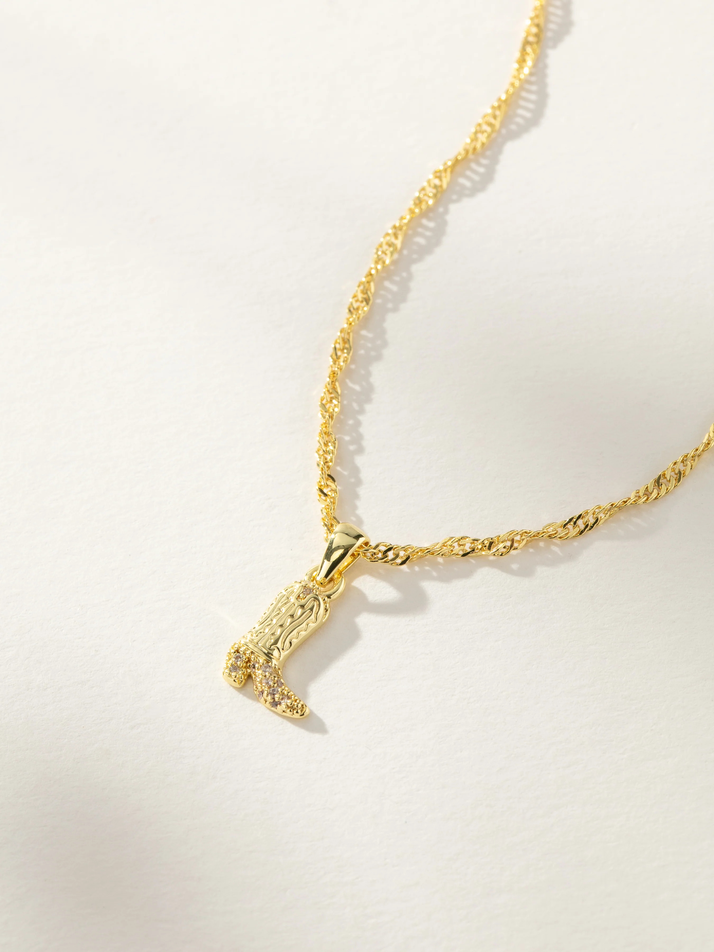 Rhinestone Cowboy Boot Pendant Necklace in Gold | Uncommon James | Uncommon James