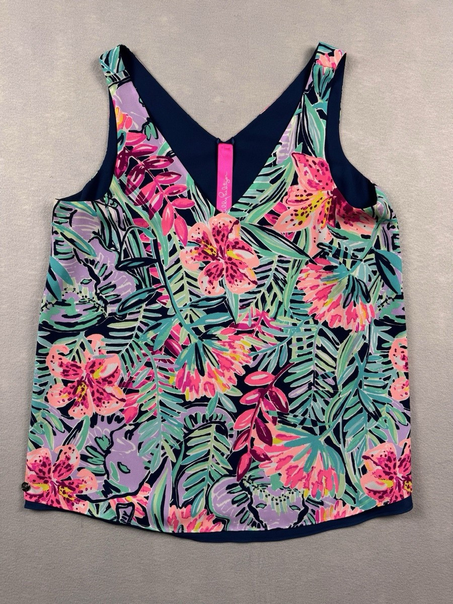NWT LILLY PULITZER Small Reversible Florin Top Multi Slathouse Soirée V Neck | eBay US