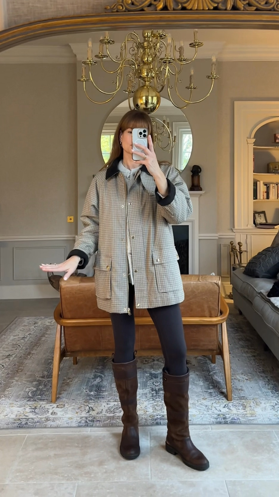 Marks & Spencer coat size 16
Cardigan size M
Leggings size S tall
Knee high boots 

School run outfit
Autumn out