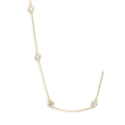 Nordstrom Bezel Cubic Zirconia Station Long Necklace in Clear- Gold at Nordstrom | Nordstrom