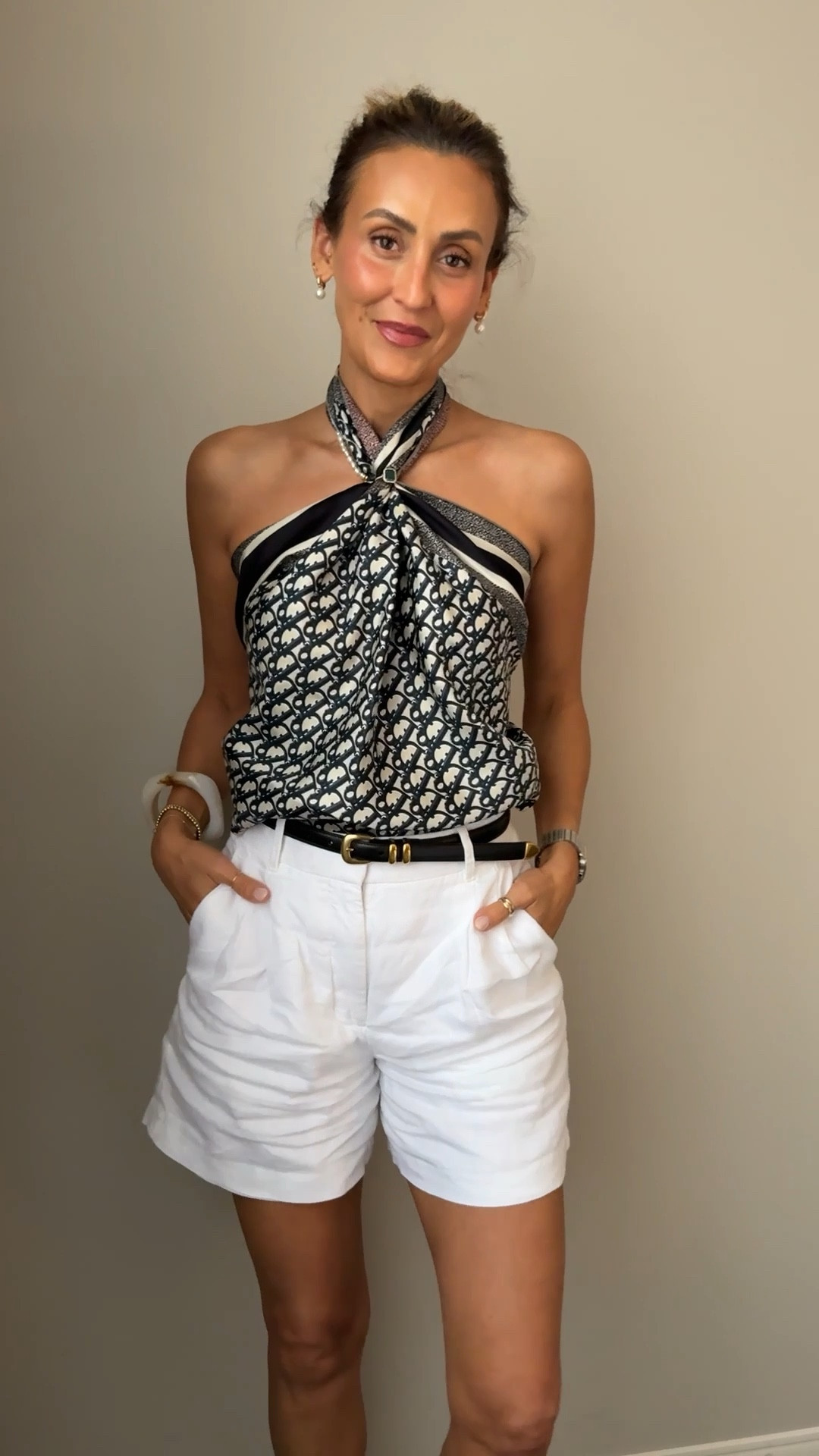 Day 3 of summer scarf outfits ✨🤍 this time work as a top and all you need is a ring! 

Comment SCARF and I’ll send you a DM with all of the links to shop 💫 you can always check my stories for direct links, highlights or shop via link in my bio! 

Dior silk scarf 90x90, linen shorts, gold toe ring slide sandals, Sezane basket bag, Miu Miu cat eye sunnies. Summer chic outfit 



#LTKSeasonal #LTKShoeCrush #LTKStyleTip