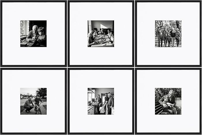 eletecpro Gallery Wall Frame Set of 6, 18x18 Inch Square Black Frames with 8x8 Mat, Scratch-Resis... | Amazon (US)