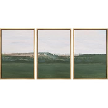 SIGNWIN Framed Wall Art Print Set Abstract Green Hill Landscape with Skyline Shapes Patterns Illu... | Amazon (US)