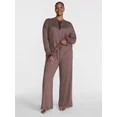Joyspun Women's Cozy Lounge Collection Hacci Henley Top and Pants, 2-Piece Pajama Set, Sizes XS-3... | Walmart (US)