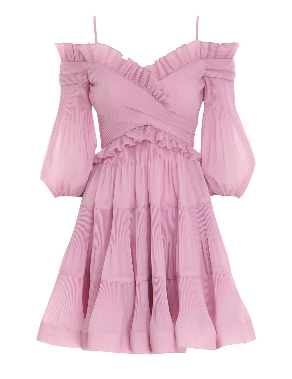 Dresses-Pleated Off Shoulder Mini-Lilac-0P-Zimmermann | ZIMMERMANN (US, CA, EU, MENA)