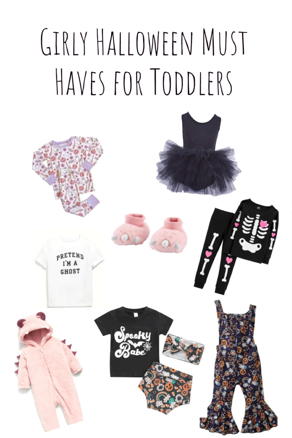 Girly halloween bamboo jammies, black tutu dress, pink dinosaur slippers, pink dinosaur fleece pjs, spooky babe tee, bell bottom flare halloween romper 

#LTKbaby #LTKSeasonal #LTKHalloween