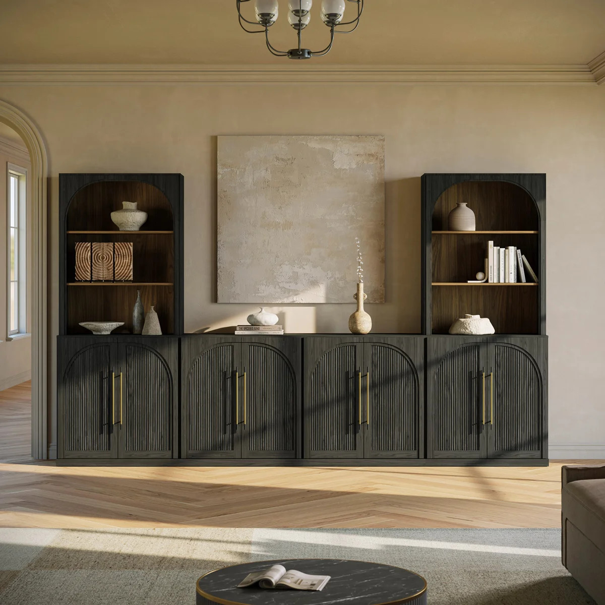 6-Piece Modular TV Stand Set Jagger Series 1B2G, Camel | Wayfair North America