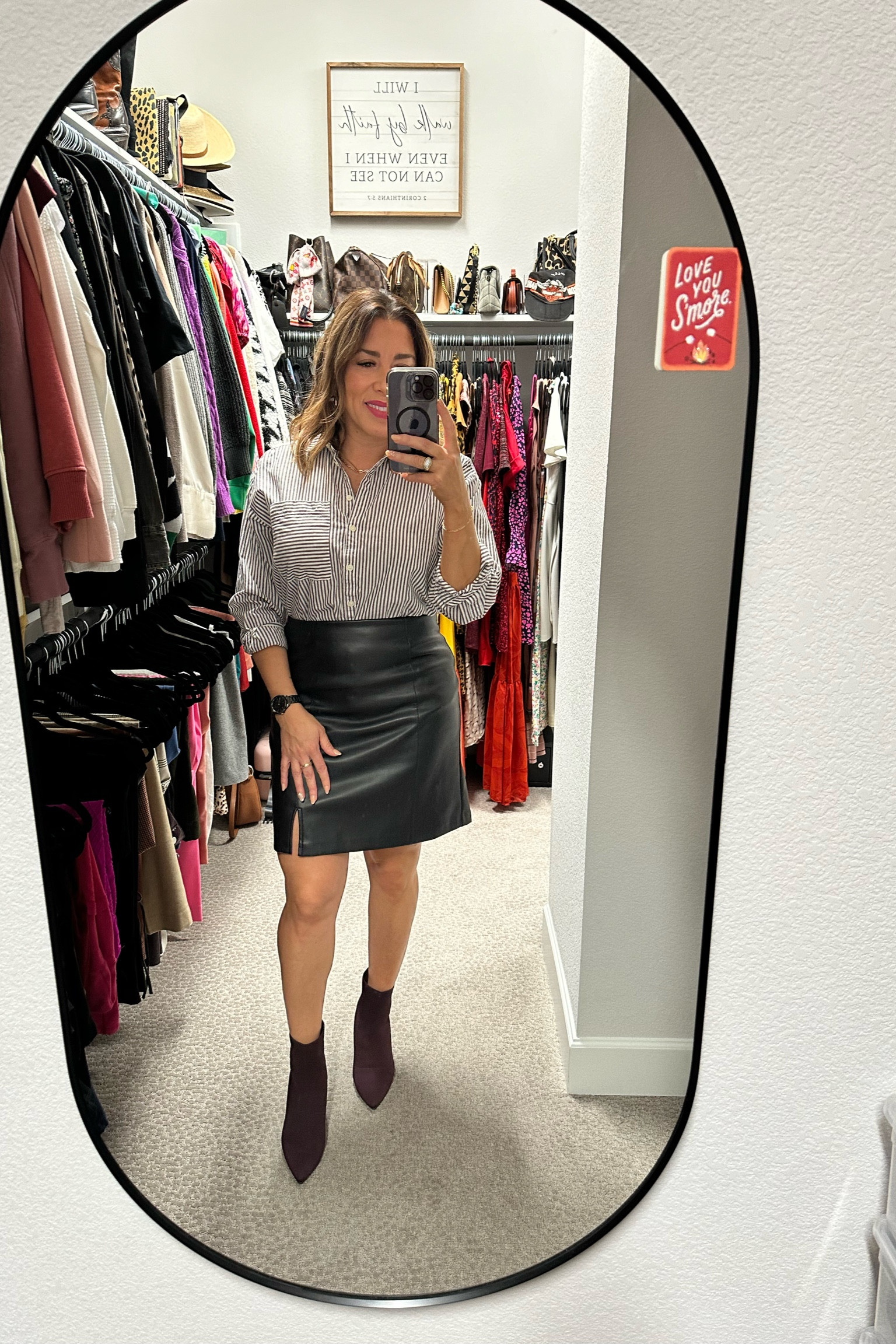Shirt size small, skirt size 2, it comfy and stretch. Boots are from Nordstrom Rack. 

#LTKstyletip #LTKworkwear #LTKMostLoved