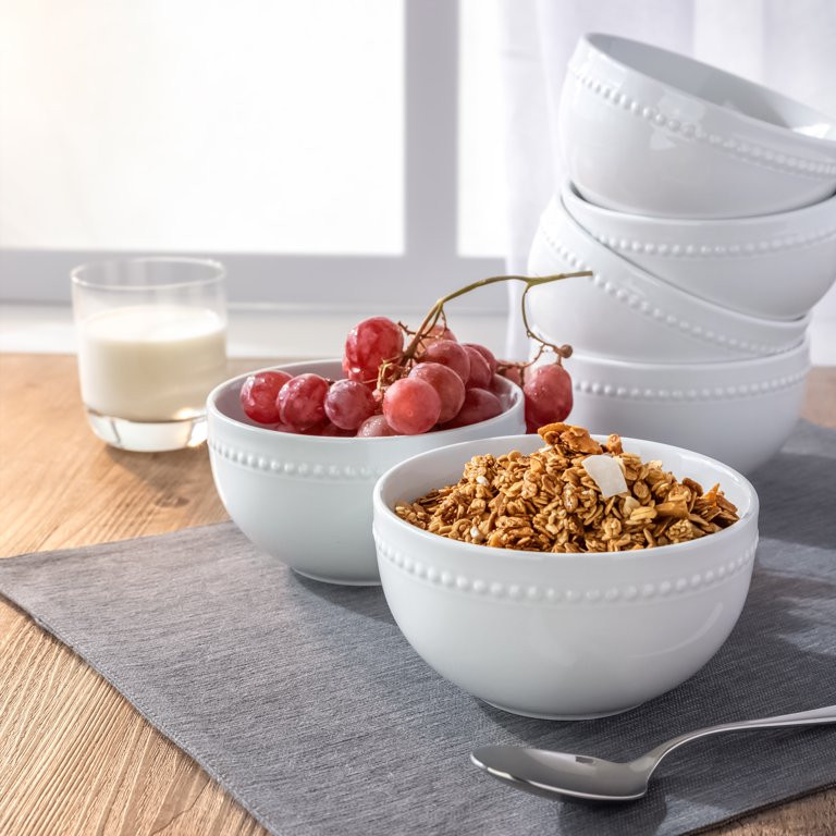 Better Homes & Gardens White Porcelain Sophia Beaded Bowl | Walmart (US)