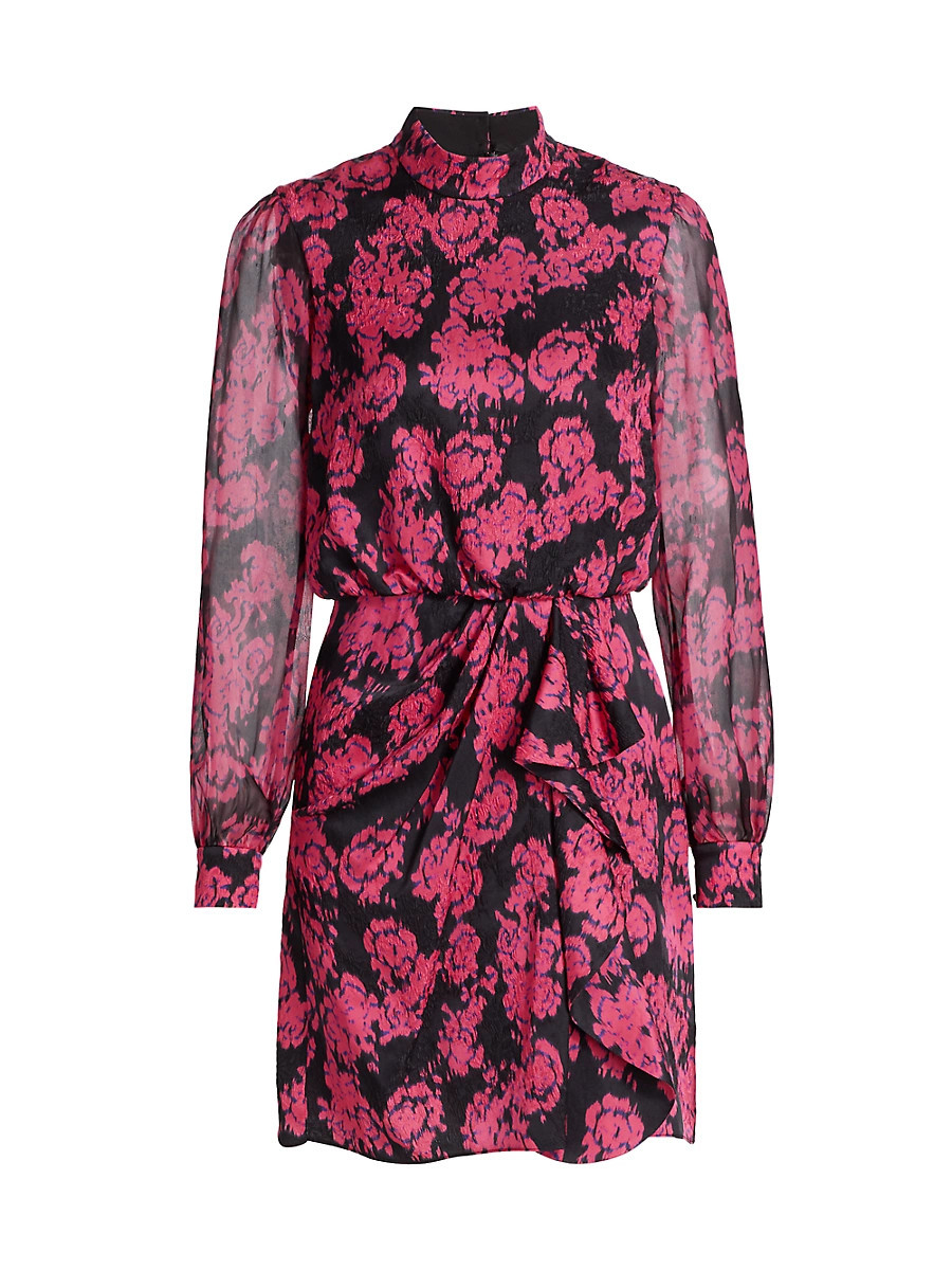 Women's Isa Floral Silk Minidress - Rosa Noir - Size 4 | Saks Fifth Avenue