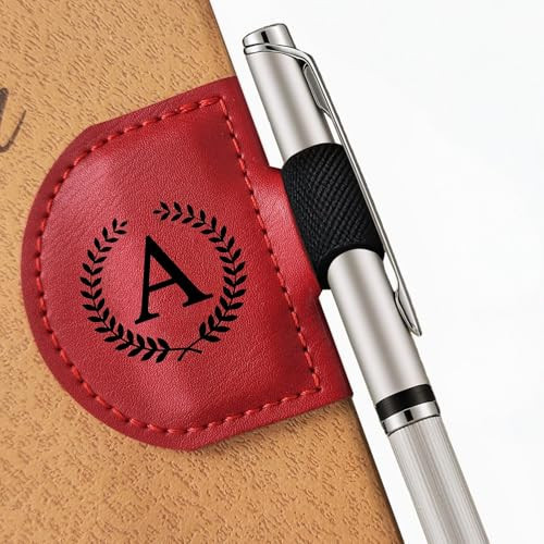 MOTEERLLU Bygone Mark Bookmark with Pen Holder, Initial Personalized Leather Magnetic Book Mark, Custom Bookmarks for Women & Men, Ideal Gift for Book Lovers, Readers | Amazon (US)