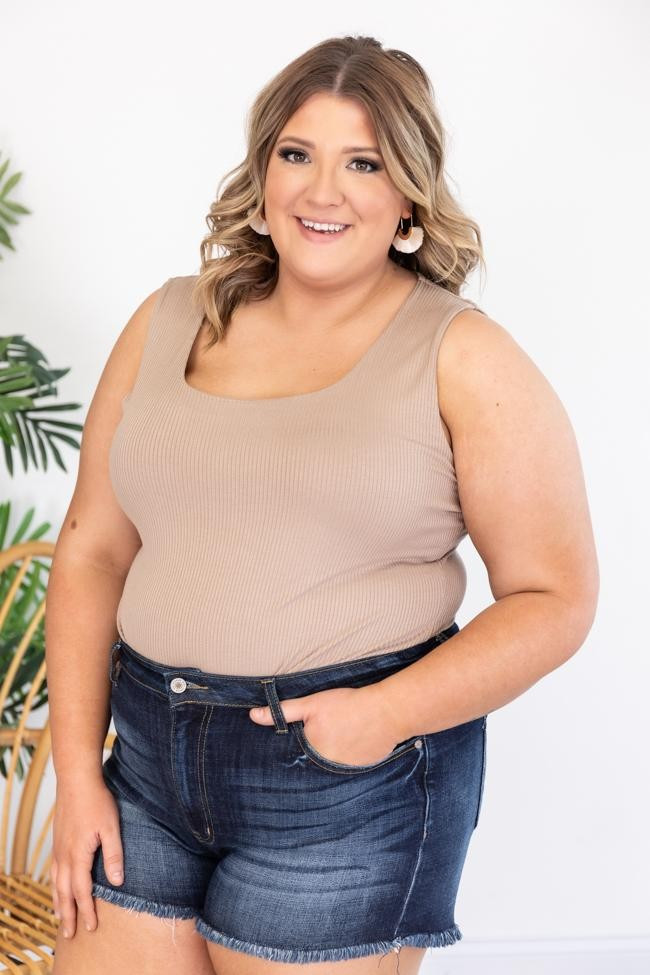 Best View Ribbed Tank Beige Bodysuit | The Pink Lily Boutique