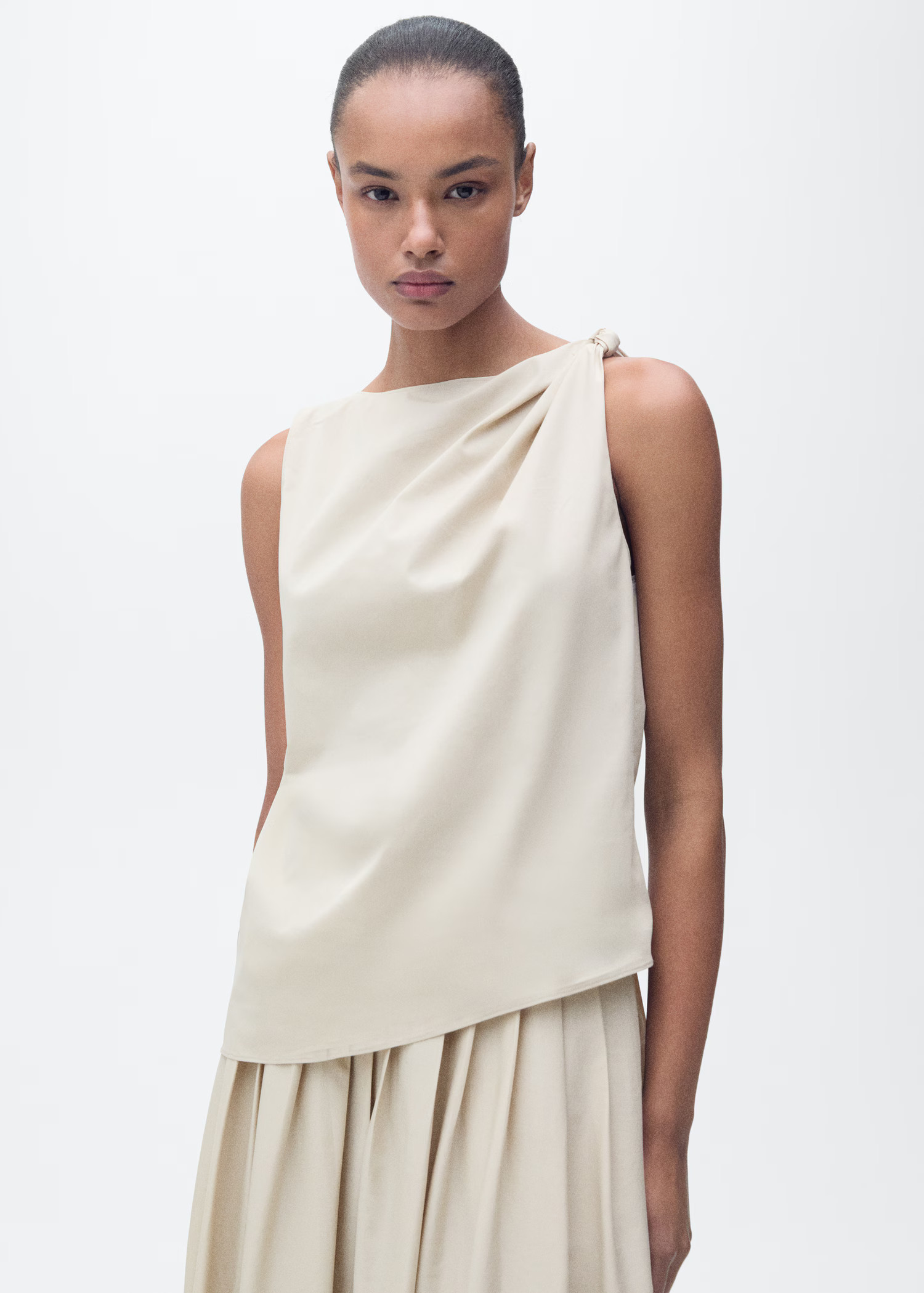 Knotted-hem cotton top - Women | MANGO United Kingdom | MANGO (UK)