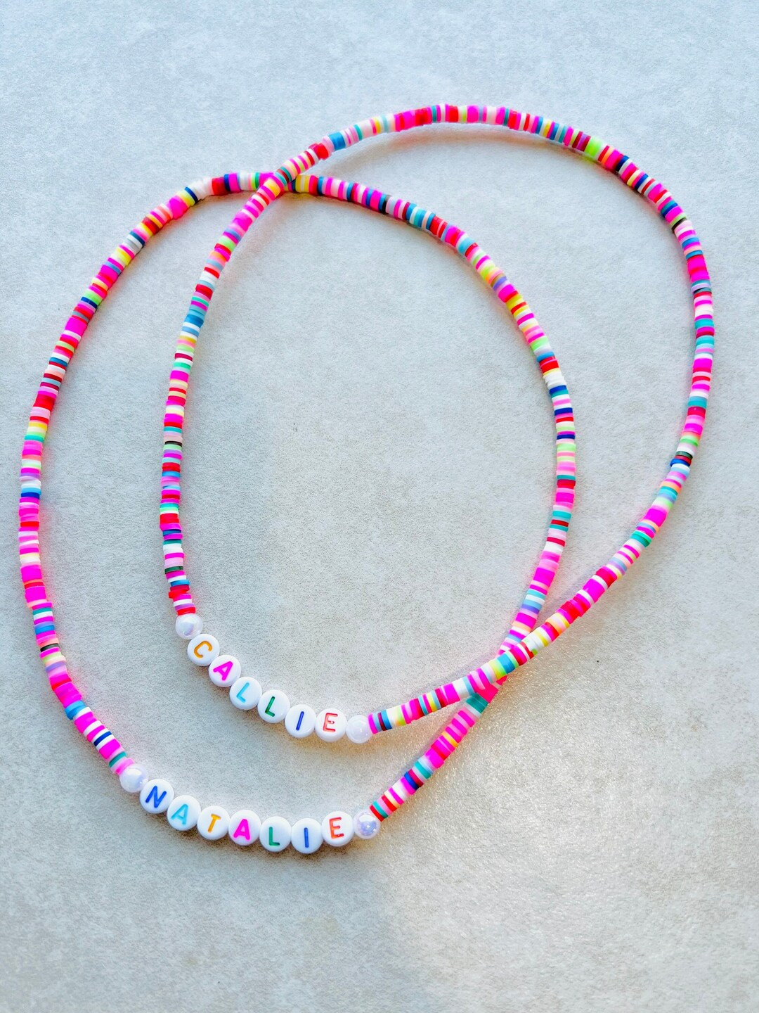 New! Toddler Heishi Necklace | Personalized Girls Name Necklace | Name Choker Necklace | Rainbow ... | Etsy (US)