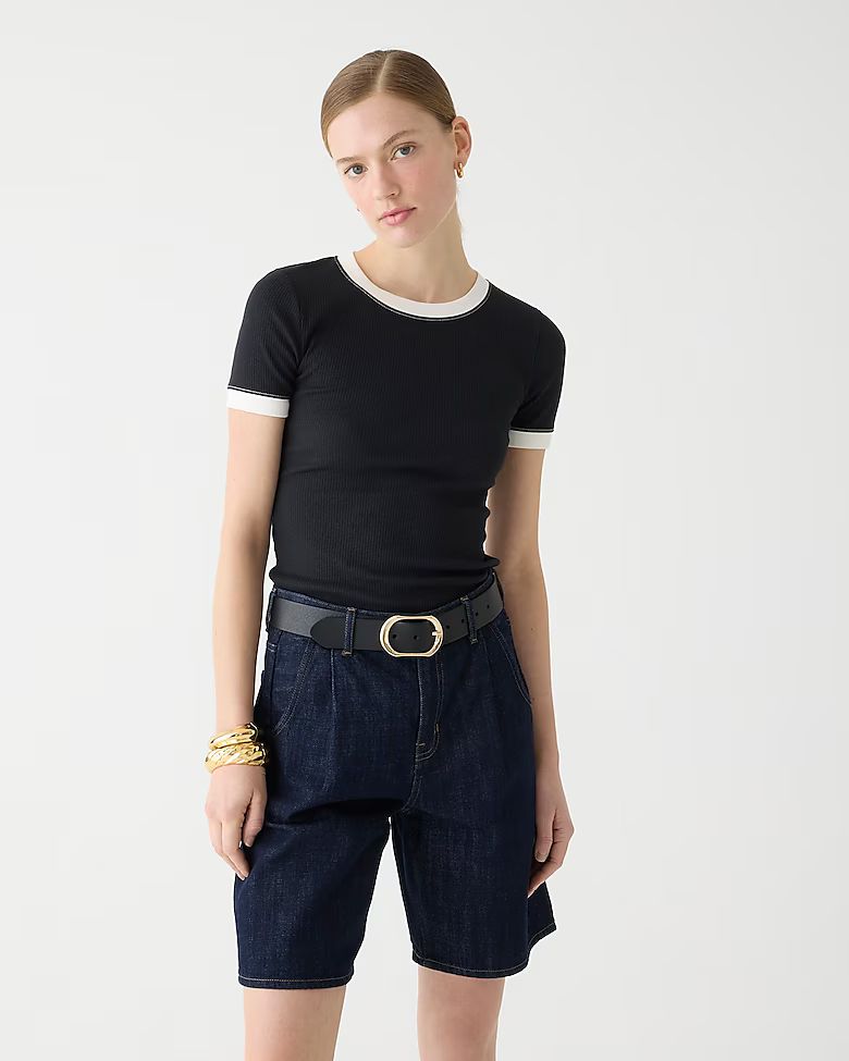 Vintage rib shrunken T-shirt with contrast trim | J. Crew US