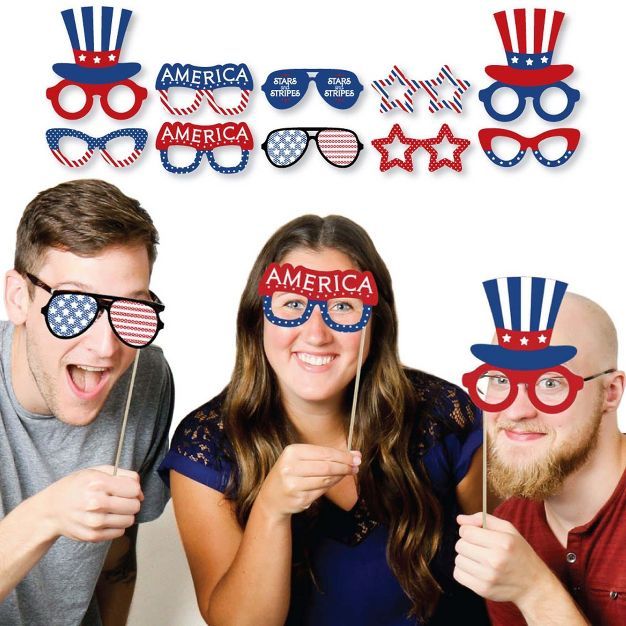 Big Dot of Happiness Patriotic Glasses - Paper Card Stock 4th of July USA Patriotic Memorial Day ... | Target