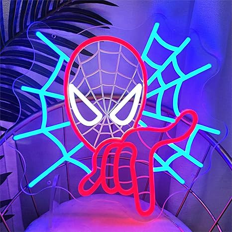 Spider man Neon Sign for Wall Decor,Spiderman Neon Sign Ornaments,Cartoon Neon LED Lights for Bed... | Amazon (US)