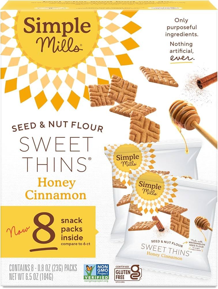 Simple Mills Snack Packs Honey Cinnamon Seed & Nut Flour Sweet Thins, Paleo Friendly & Delicious ... | Amazon (US)