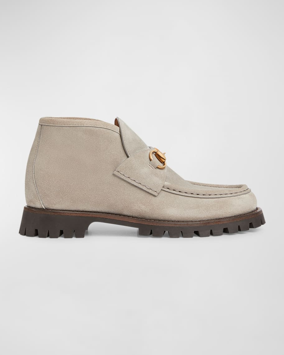 Gucci Sylke Suede Bit Moccasin Booties | Neiman Marcus
