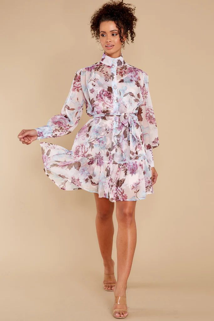 Pretty For Me Lavender Floral Print Dress | Red Dress 